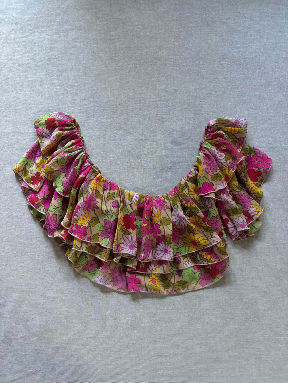 Show Me Your Mumu floral chiffon boho cropped top. - Picture 9 of 16